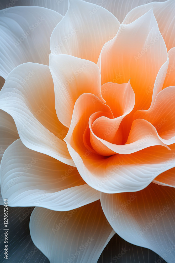 Aufkleber semi-translucent petals arranged in a wave-like row, transitioning from pale apricot at one end to