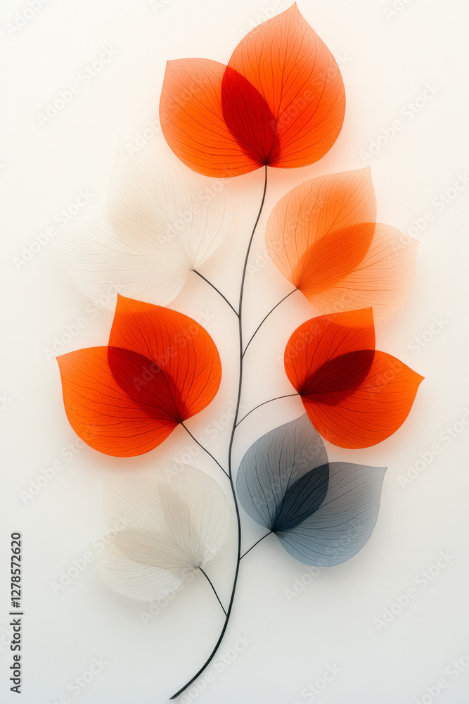 Poster semi-translucent petals arranged in a wave-like row, transitioning from pale apricot at one end to