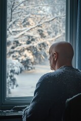 Fototapeta premium Man Sitting at Window