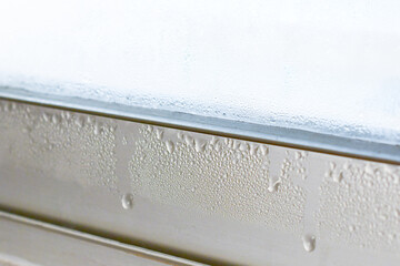 Window condensation in the winter.