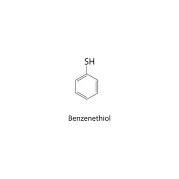Benzenethiol skeletal structure.Thiol compound schematic illustration. Simple diagram, chemical formula.