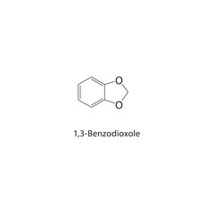 1,3-Benzodioxole skeletal structure.Dioxole compound schematic illustration. Simple diagram, chemical formula.