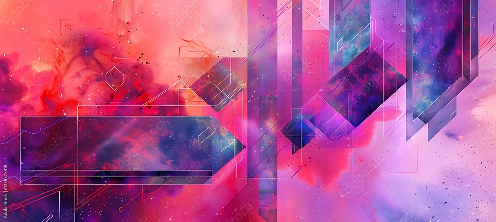 Poster modern abstract background with pink and blue geometric shapes in a stylish pattern