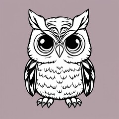 Fototapeta premium Hand-drawn owl illustration on neutral background