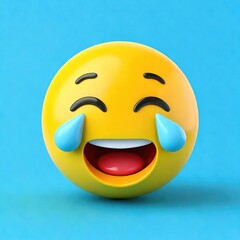 Fototapeta premium Joyful Yellow Emoticon: Tears of Laughter 3D Rendering