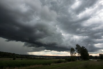 Dark Clouds Hovering Over Scenic Forest