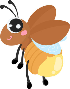 cartoon firefly brown wings glowing clip art preview