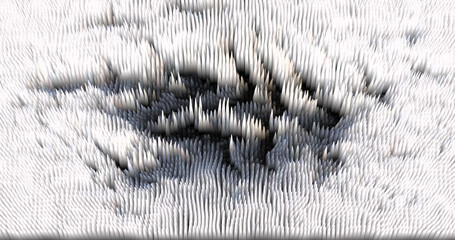 In shades of grey abstract texture created with Gradient flow and 3D structure imitate the movement of liquid or wind. Vibrant colors, volumetric waves and digital noise create a sense of depth and dy