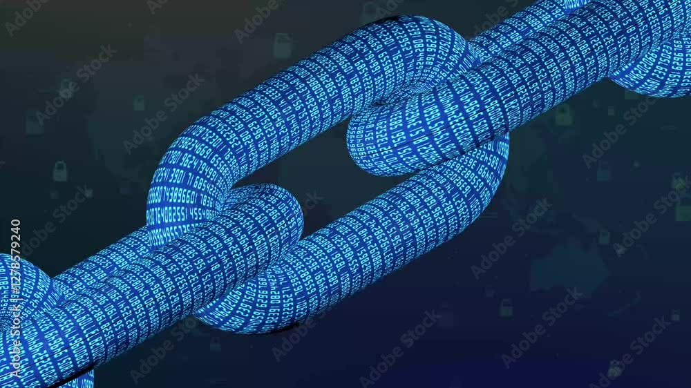 Poster blockchain abstract structure illustration blue color. beautiful transaction process block chain lin