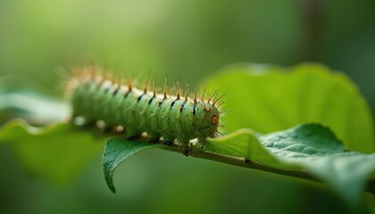 Naklejka premium caterpillar on a leaf