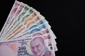 Turkish money financial crisis symbol concept shooting