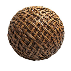 Fototapeta premium Brown Woven Wicker Ball Texture Seamless 3d art weave craft isolated on transparent background png