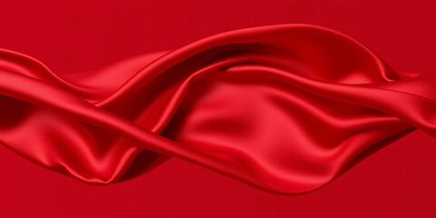 Obraz premium Elegant Crimson Red Silk Fabric Flowing with Graceful Folds and Textures 