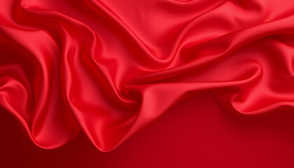 Obraz premium Elegant Crimson Red Silk Fabric Flowing with Graceful Folds and Textures 