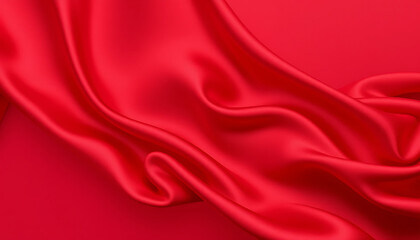 Obraz premium Elegant Crimson Red Silk Fabric Flowing with Graceful Folds and Textures 