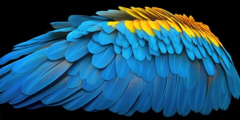 Fototapeta premium Blue and Yellow Bird Wing Close Up