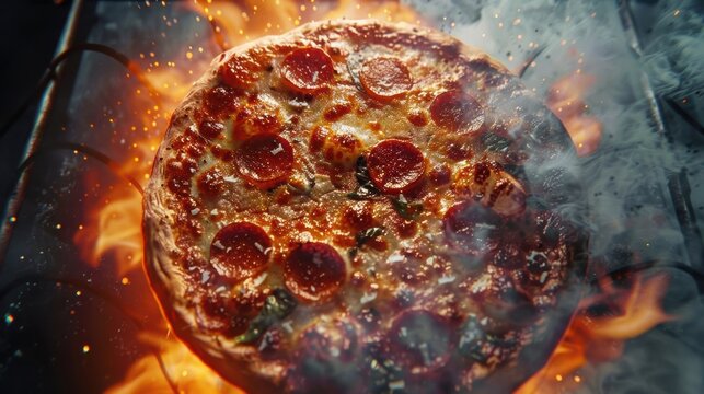 Freshly baked vegan pizza with colorful toppings on a wooden table.