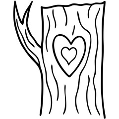 Rustic Love Carved Heart on Tree Line Art