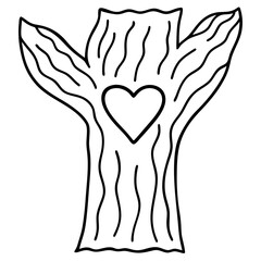 Rustic Love Carved Heart on Tree Line Art
