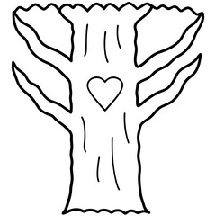 Rustic Love Carved Heart on Tree Line Art
