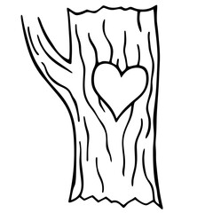 Rustic Love Carved Heart on Tree Line Art