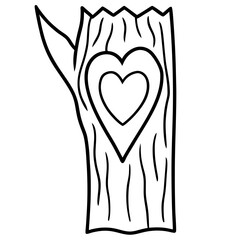 Rustic Love Carved Heart on Tree Line Art