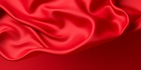 Elegant Crimson Red Silk Fabric Flowing with Graceful Folds and Textures 