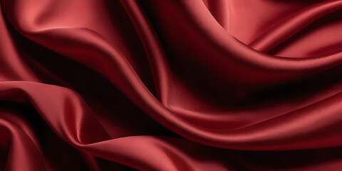 Obraz premium Elegant Crimson Red Silk Fabric Flowing with Graceful Folds and Textures 