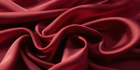 Obraz premium Elegant Crimson Red Silk Fabric Flowing with Graceful Folds and Textures 
