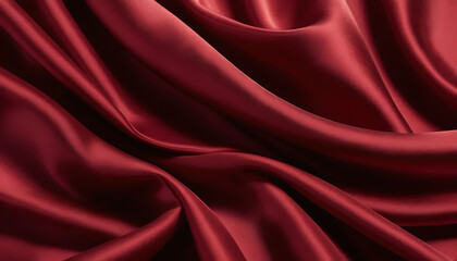 Obraz premium Elegant Crimson Red Silk Fabric Flowing with Graceful Folds and Textures 