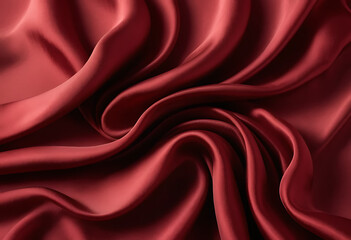 Fototapeta premium Elegant Crimson Red Silk Fabric Flowing with Graceful Folds and Textures 