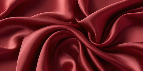 Obraz premium Elegant Crimson Red Silk Fabric Flowing with Graceful Folds and Textures 