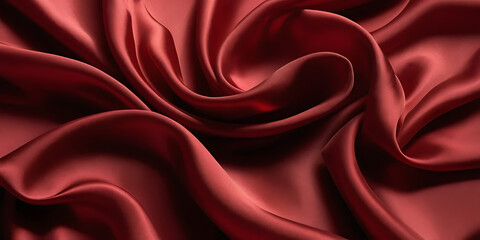 Obraz premium Elegant Crimson Red Silk Fabric Flowing with Graceful Folds and Textures 