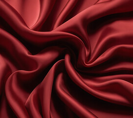 Obraz premium Elegant Crimson Red Silk Fabric Flowing with Graceful Folds and Textures 