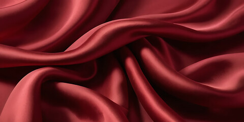 Obraz premium Elegant Crimson Red Silk Fabric Flowing with Graceful Folds and Textures 