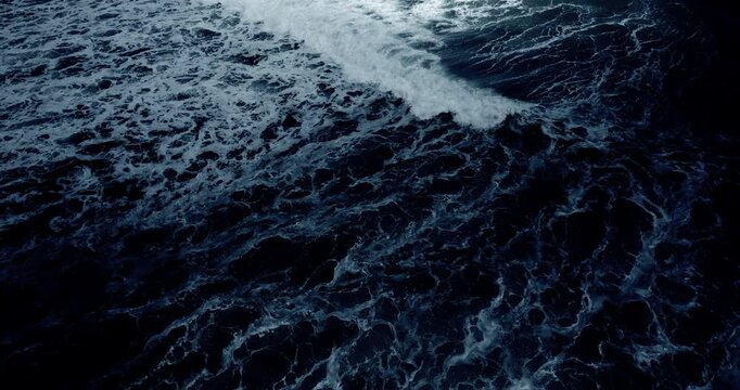 DCI 4K ProRes422. Cinematic scene Big wave blue ocean water Aerial view of drone high quality cinema camera Wave sea big size rolling come in cost beach at Andaman sea Phuket Thailand.