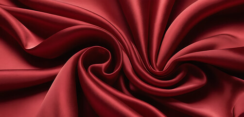 Obraz premium Elegant Crimson Red Silk Fabric Flowing with Graceful Folds and Textures 