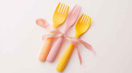 picnic conpect, Plastic utensils tied with ribbon, perfect for parties and events