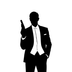 Obraz premium silhouette of a man in a suit with gun