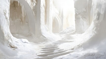Obraz premium White Winter Wonderland Steps to Snowy Archway