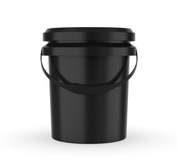 Blank plastic bucket for paint. Mockup Template. 3d illustration.