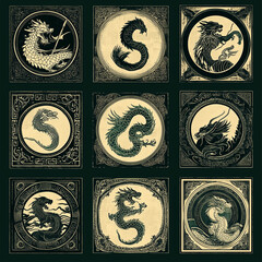 set of heraldic symbol design