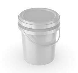Blank plastic bucket for paint. Mockup Template. 3d illustration.