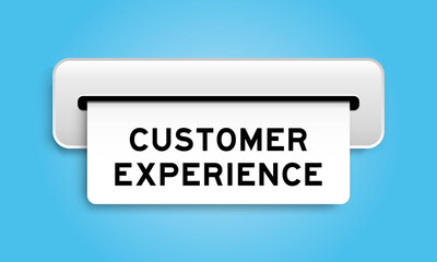 White coupon banner with word customer experience from machine on blue color background