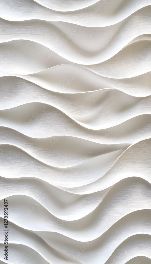 Poster abstract white textured wall with horizontal flowing wave pattern
