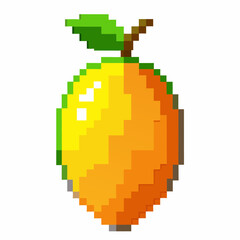 Fototapeta premium Pixel Art Lemon with Leaf Retro 8 Bit Style Citrus Fruit Illustration