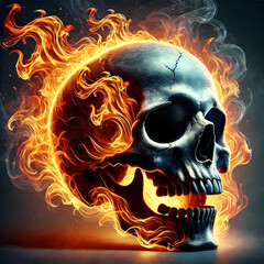 skull in flames