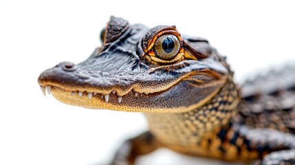 Fototapeta premium Baby Alligator Close Up Portrait Shows Detail