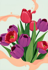 Fototapeta premium illustrazione con composizione a tema floreale, colorate fioriture primaverili