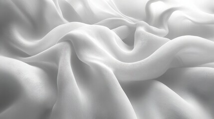 Obraz premium Soft, flowing white fabric draped elegantly, creating gentle waves and shadows in a serene setting